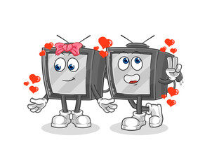 old tv dating cartoon. character mascot vector