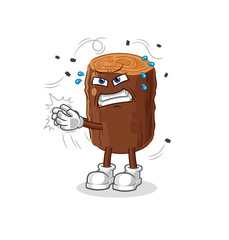 log swat fly character. cartoon mascot vector