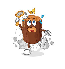 log catch butterfly illustration. character vector