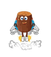 log with jetpack mascot. cartoon vector