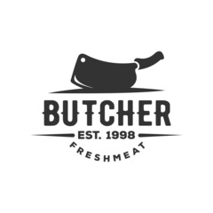Vintage Retro Butcher shop label logo design template illustration