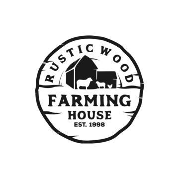 vintage cattle farm logo icon and template