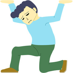苦しそうに重いものを支える男性のイラスト