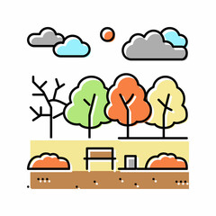 autumn park color icon vector illustration