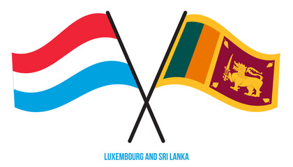 Luxembourg and Sri Lanka Flags Crossed And Waving Flat Style. Official Proportion. Correct Colors.