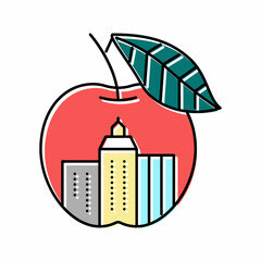 nyc big apple color icon vector illustration