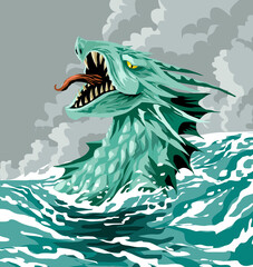 giant sea leviathan monster in the ocean