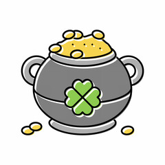 leprechaun treasure color icon vector illustration