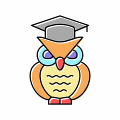 wisdom owl color icon vector illustration