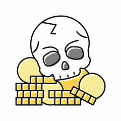 skull treasure color icon vector illustration