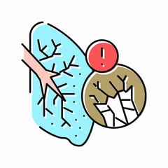 lung with asbestos color icon vector illustration