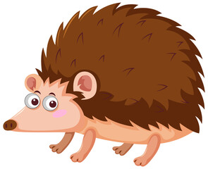 Brown hedgehog in cartoon style
