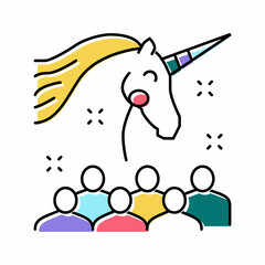 unicorn kids party color icon vector illustration