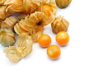 Cape gooseberry, physalis isolated on white background, clipping path.