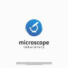 microscope logo design in abstract creative circle shape