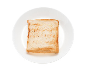 Fototapeta na wymiar Slices toast bread in dish on white background