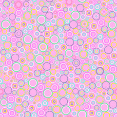 Concentric Circles on the pink background. Vector Abstract Background with geometric pattern made of set of multicolored rings. Good for wallpapers, web page, textures, wrapping paper, scrapbook