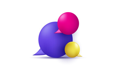 unique 3d icon three bubble colorful isolated on vector