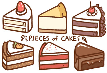 pieces of cake cartoon drawing set