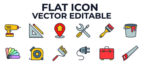 construction and home repair set icon symbol template for graphic and web design collection logo vector illustration