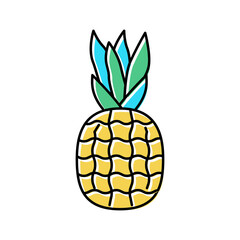 pineapple tropical fruit color icon vector illustration