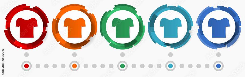 Leinwandbilder clothes, clothing concept vector icon set, modern design abstract web buttons in 5 color options, in