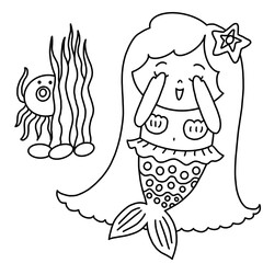 mermaid play hide and seek coloring