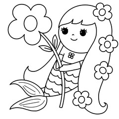 mermaid and flower