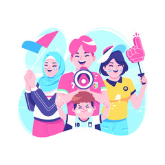international football fans illustration design