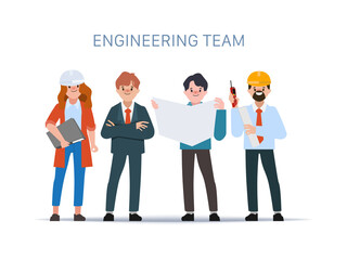 Technician engineers and mechanics and Construction worker people teamwork.