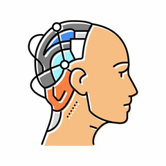 head face robot color icon vector illustration