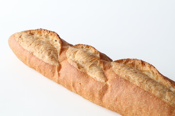 美味しそうな高級フランスパン（シンプル白背景）