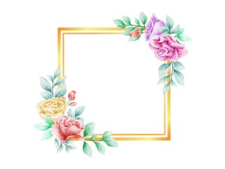 Watercolor rose frame background