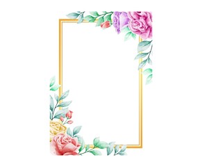 Watercolor rose frame background