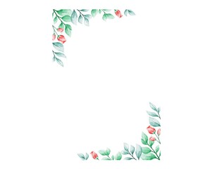 Obraz premium Rose Frame Bouquets Watercolor