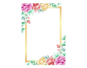 Watercolor Frame Flower Bouquets