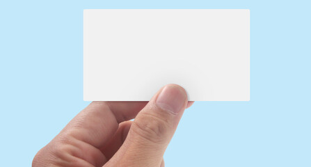 Close up of hand holding virtual card