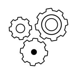 Gears cog wheel mechanism system icon line vector or outline stroke art mechanical cogwheel simple editable graphic of pinion group illustration isolated on white background image clipart