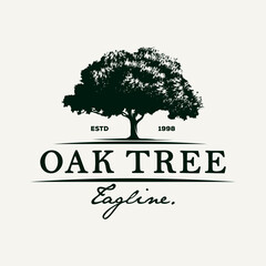 Fototapeta premium Vintage Oak Tree logo design template illustration