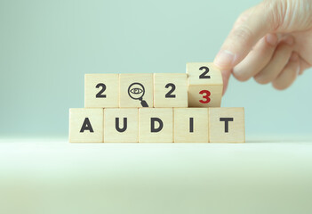 2023  annual audit business concept. Examination, evaluation financial statements; income...
