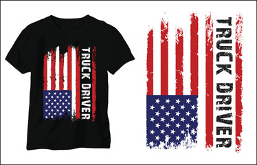Truck Driver USA Flag T Shirt Design
