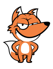 Cartoon illustration of Fox standing and smiles, best for sticker, mascot, logo, t-shirt design, and decoration with animal themes for kids