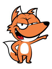 Cartoon illustration of Fox pointing and laugh, best for sticker, mascot, logo, t-shirt design, and decoration with animal themes for kids
