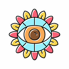 eye boho color icon vector illustration