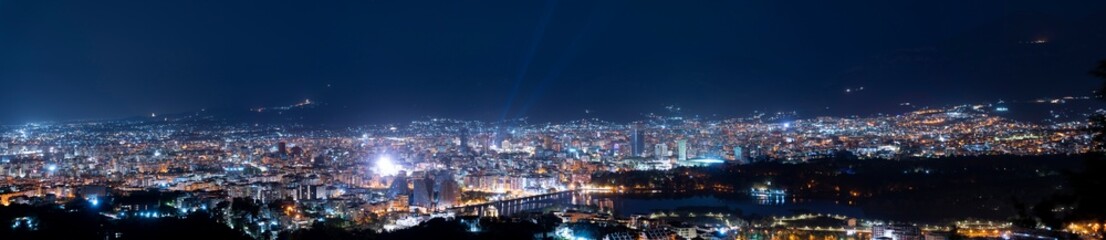 Albania Tirana city night, full of light