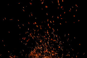 fire flame with sparks on black background