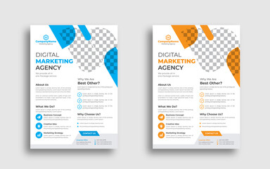 Modern Corporate business flyer template design set or a4 flyer template with blue, green, red, and yellow colors. marketing, business proposal, promotion flyer.