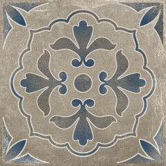 Morrocon flower pattern tiles grey background.