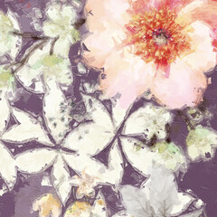 Beautiful oil painting flower illustration
