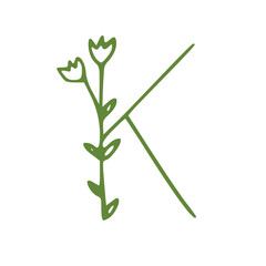 letter with floral elements isolated on white background